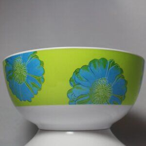 Andy Warhol's Pedicio Melamine Cereal Bowl Blue Flowers on Lime Green